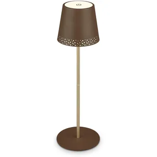 BRILONER - LED Tischlampe kabellos mit Touch, dimmbar in Stufen, höhenverstellbar, Nachttischlampe, Leselampe, LED lampe, Campinglampe, Tischleuchte, Akku Lampe, 38x12 cm, Braun-Goldfarbig