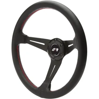 Simoni Racing CLASS Sportlenkrad schwarz | Schwarz Leder + Rote Nähte