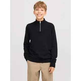 Jack & Jones Junior Troyer "JJEEMIL KNIT HALF ZIP NOOS JNR" Baumwollmischung, regular fit, schwarz