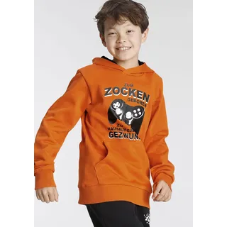 Kidsworld Kapuzensweatshirt »FÜR ZOCKER«, Langarm, mit Rippbündchen, bedruckt, orange,
