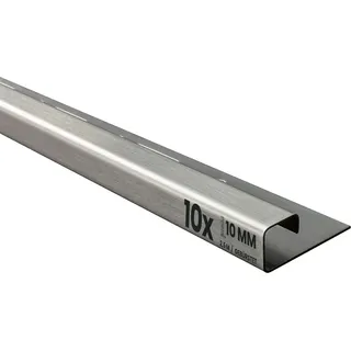 KosmosProfil 10x Quadrat Edelstahlschiene Fliesenschiene Fliesenprofil L250cm 10mm gebürstet - silber