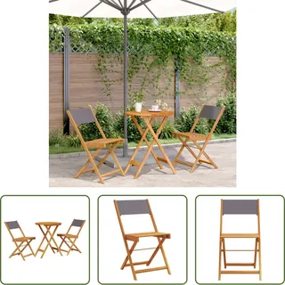The Living Store 3-tlg. Bistro-Set Anthrazit Stoff und Massivholz - Grau