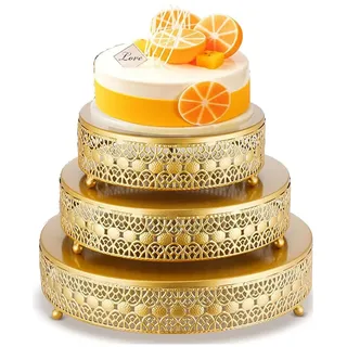 ZAYMDO Goldener Tortenständer Set, 3Pcs Cupcake Ständer aus Metall für Partys, Dessertständer für Hochzeiten, Geburtstage, Babypartys, Dessert Tortenständer, Teller und Tablettständer