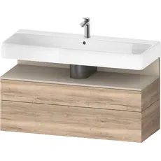 Duravit Qatego Waschtischunterbau, 1 Auszug und 1 Schublade, 1190x470x590mm, Nische Taupe Supermatt, QA4396083, Farbe: Eiche Marmoriert/mit Nischenbeleuchtung