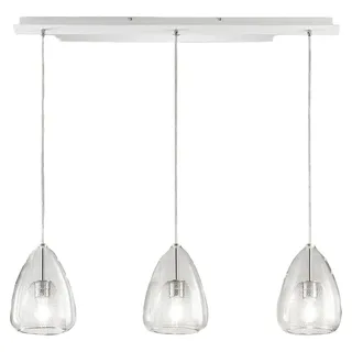 Britton Pendelleuchte aus Metall und transparentem Borosilikatglas, E27-Fassung, 3 x 40 W, modernes Design für Innenbereich, Schutzart IP20 - Transparent