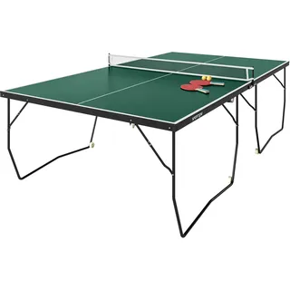 SPORTNOW Tischtennisplatte Klappbar Netz 274 x 152,5 x 76 cm Grün | Großer Tischtennistisch, Untergestell, Rollen, 2 Tischtennisschläger, 3 Bälle, Schneller Aufbau, Stahl Outdoor