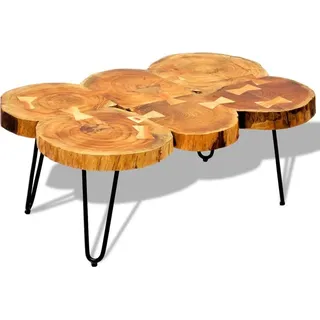 Couchtisch 35 cm 6 Baumscheiben Massivholz Akazie - Braun