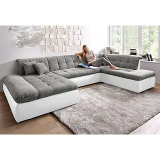 DOMO collection Wohnlandschaft Kunstleder U-Form 3-Sitzer Grau