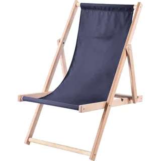 KADAX Liegestuhl, Strandstuhl aus Holz, Sonnenliege "Tulon" mit Traglast bis 120kg, Dunkelblau - Dunkelblau