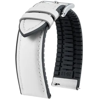 BINLUN Leder Silikon Uhrenarmbänder 14mm 16mm 18mm 19mm 20mm 21mm 22mm Schnellverschluss Hybrid Gummi Lederarmband für Smartwatches 6 Farben Herren Damen(Weiß,20mm,Silberne Schnalle