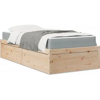 vidaXL Bett mit Matratze 90x200 cm Massivholz Kiefer