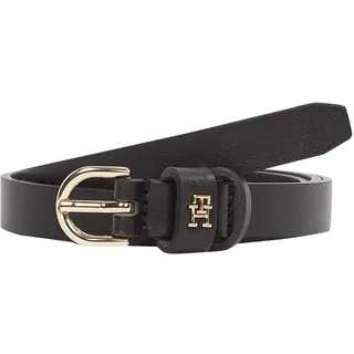 Ledergürtel TOMMY HILFIGER "ESSENTIAL EFFORTLESS 1.5", Damen, Gr. 70, schwarz, Rindsleder, unifarben, Gürtel Ledergürtel, Ovale Einfachdornschließe, Logoemblem, Topseller