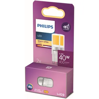 Philips LED Standard Brenner, Ersatz für 40W Halogen, G9 Sockel, warmweißes Licht 2700K, 2er Pack, alte Generation