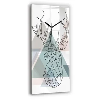 Wallfluent Wanduhr – Stilles Quarzuhrwerk - Uhr Dekoration Wohnzimmer Schlafzimmer Küche - Zifferblatt mit Strichen - schwarze Zeiger - 30x60 cm - Rentier skandinavischer Stil - Schwarz