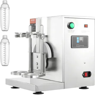 Vevor Milchshake-Maschine, 120 W Kommerzielle Milch-Tee-Shaker-Maschine, Doppelkopf-Milchshake-Mixer-Maschine, 0-180 s einstellbarer Milchshake-Mixer, mit 1 L PC-Becher, für Milch-Tee-Geschäft