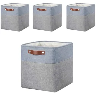 Mangata Aufbewahrungsbox Stoff, 33x38x33cm Aufbewahrungskörbe aus Stoff(Grau Blau, 4er-Pack)