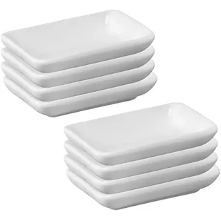 Westmark 8 Keramiktöpfchen/Servierschälchen, rechteckig, klein, Maße: 7,8 x 5 x 1,5 cm, Keramik, Tapas + Friends, Weiß, 697522E1