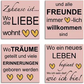 Artland Leinwandbild »Wo die Liebe wohnt«, Sprüche & Texte, (4 St.), 4er Set, verschiedene Größen Artland pink