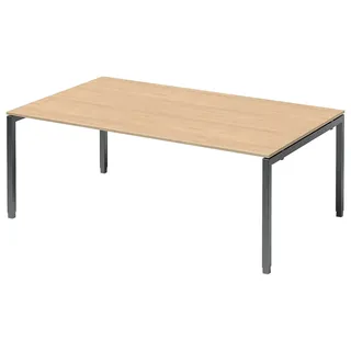 BISLEY Cito Chefarbeitsplatz/Konferenztisch, 650-850 mm höheneinstellbares U-Gestell, Metall, Mp334 Dekor Ahorn, Gestell Anthrazitgrau, 120 x 200 x 85 cm