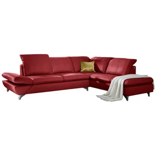 W.SCHILLIG Ecksofa »taoo, elegant und zeitlos, bequem, L-Form« mit Sitziefenverstellung & Kopfteilverstellung, rot