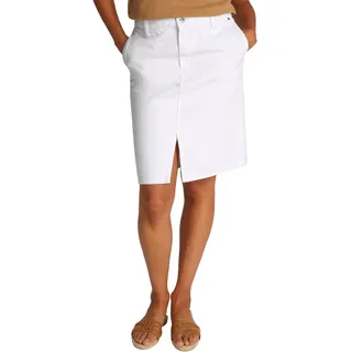 Tommy Hilfiger Damen Jeansrock Straight Knielang, Weiß (Th Optic White), 44