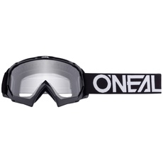O'NEAL | Motocross-Brillen-Ersatzteile | Motorrad Enduro | Modernes Rahmendesign, Glas aus hochwertiger 1,2 mm-3D-Linse, 100% UV-Schutz | B10 Youth Goggle Solid | Schwarz Weiß | One Size
