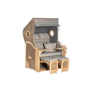 Sunny Smart® Strandkorb Rustikal 295 grau, teak Kunststoff, Holz