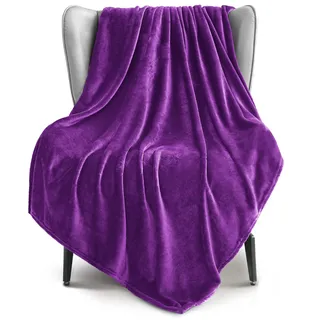 Exclusivo Mezcla Kuscheldecke Fleece Decke für Couch, Superweiche und Warme Sofadecke Wohndecke für Ganzjahreszeit, Plüsch und Leicht, 130 x 170 cm, Lila