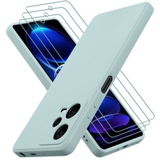 Oureidoo Hülle kompatibel mit Xiaomi Redmi Note 12 Pro 5G, mit 3 Stück Schutzfolie, Handyhülle für Xiaomi Redmi Note 12 Pro 5G Silikon gummiert, Handy Case in Minzgrün