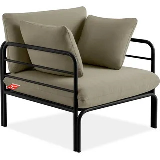 Gartensessel RAMBE inkl. Auflagen, Stahlgestell, Modern, Anthrazit/Beige - Beige