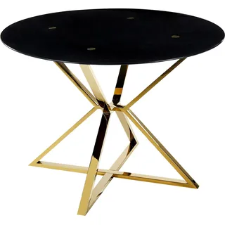 BELIANI Esstisch oval aus Gold und Schwarz, transparentem temperiertem Glas  105 cm glänzende Metallbeine - Schwarz, Gold