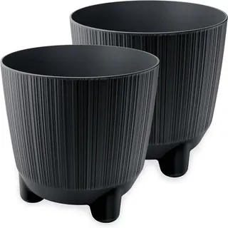 Keramik-Topf-Set für Groß- und Kleinpflanzen - Anthrazit - Durchmesser 11 cm