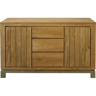 Teako Design Waschbeckenunterschrank Arboga 120-180cm - Massivholz Doppelwaschtisch mit Schubladen (50 x 120 x 80 cm)