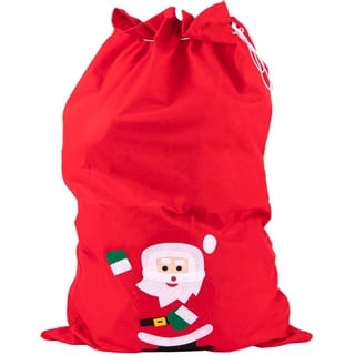 IDENA 8580196 - Weihnachtsmann-Sack mit Motiv, rot, 90 x 60 cm, Filz, Geschenk