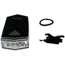 Scheinwerfer schwarz, 4 LED, 3 Funktionen, mit Batterie und Halter, Universalbefestigung mit Ersatzring