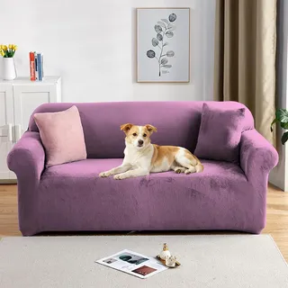 PETCUTE Sofabezüge Elastische 3 Sitzer Sofabezüge Dicke couchbezug Sofa Überwürfe Sofahusse Helles Lila