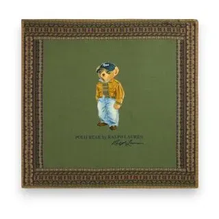Polo Ralph Lauren für Damen. 455P18122001 Quadratisches Wolltuch mit grünem Polo Bear (OSFA), Lässig, Wolle
