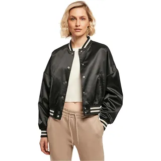 Urban Classics Damen Women's Short Oversized Satin College Jacket Jacke, Schwarz, XS EU