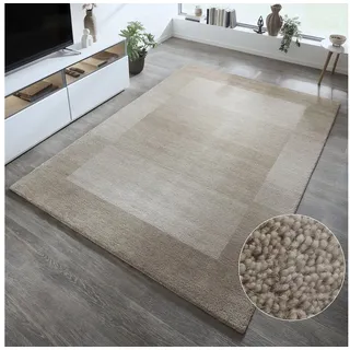 THEKO Wollteppich Gabbeh Super, Handweb, auch als Läufer erhältlich reine Wolle, rechteckig, Höhe: 9 mm, Schlafzimmer, Wohnzimmer, Esszimmer, auch als Bettumrandung beige 60 cm x 90 cm x 9 mm