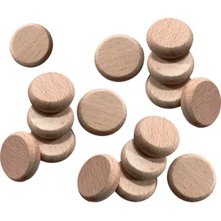 Set mit 100 Holzscheiben (abgerundete Kanten, Durchmesser: 2,5 cm, Dicke: 8 mm, Buche)