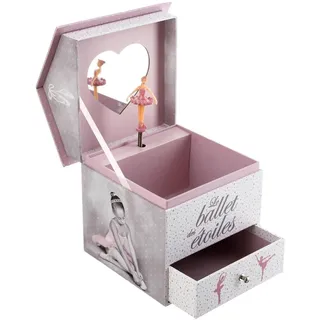 WELL HOME Schmuckkästchen mit Musik, mit Ballerina, 14,3 x 14,2 x 16 cm