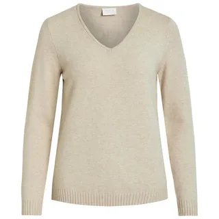 VILA Dünner Strickpullover Basic Stretch Sweater VIRIL V-Neck L/S Knit TOP | NOOS