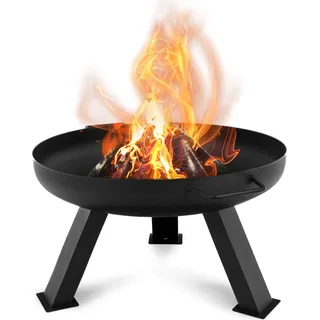 Lehmann Feuerschalen für den Garten, Feuerstelle Lagerfeuer Stahl Ø 60 cm, Feuerkorb für Garten und Terrasse und Balkon, Feuerschale Outdoor - Schwarz