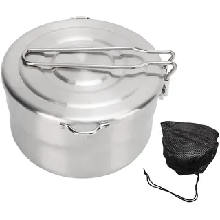 Leapiture 1,5 L Camping-Topf, Camping-Kochgeschirr, Tragbarer Outdoor-Topf, Outdoor-Kochgeschirr-Set, Isolierter Griff, Camping-Topf, Edelstahl-Campingtopf Für Outdoor-Bergsteigen, Wandern