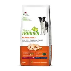 12kg Trainer Natural Medium pui, orez și aloe vera Nova Foods Hrană Uscată Câini