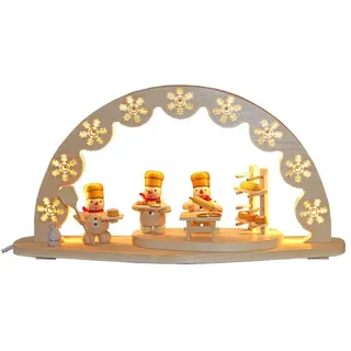 Schwibbogen Schneemänner in der Bäckerei el. Beleuchtung BxHxT 50x28x5cm NEU