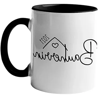 Personalisierte Keramiktasse | für den Hausbau mit Jahreszahl | Bauherrin 1 | Tasse als Blickfang auf der Baustelle | Geschenk zum Richtfest | Henkel + Innen Schwarz