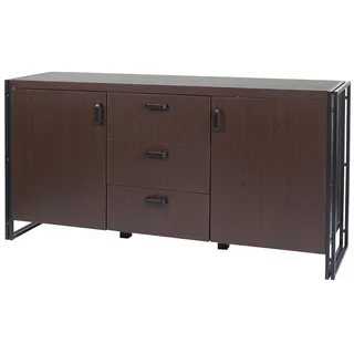 Mendler Sideboard HWC-A27, Kommode Schrank, 3D-Struktur 2 Staufächer 80x160x40cm MVG-zertifiziert MDF Metall ~ dunkelbraun