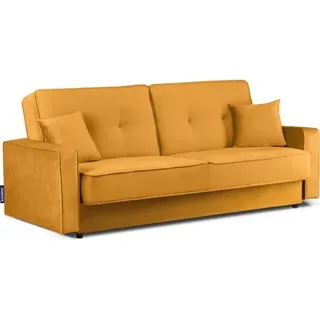 Konsimo Schlafsofas 3 Personen "ORIO", Gelb, Stoff, 219x90x90cm - Gelb