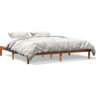 vidaXL Massivholzbett ohne Matratze Wachsbraun 200x200 Kiefernholz - Braun